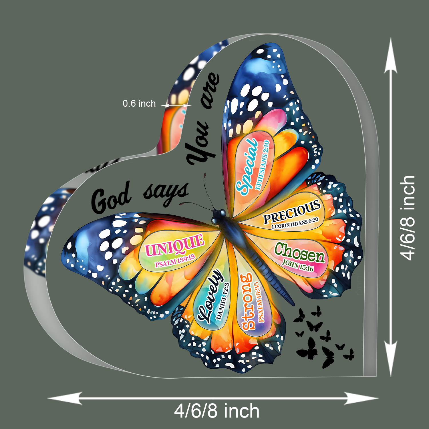 Colorful Butterfly God Says You Are Acrylic Plaque Heart Shaped Gifts
