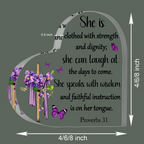 Purple Floral Cross She Is Acrylic Plaque Christian Gifts