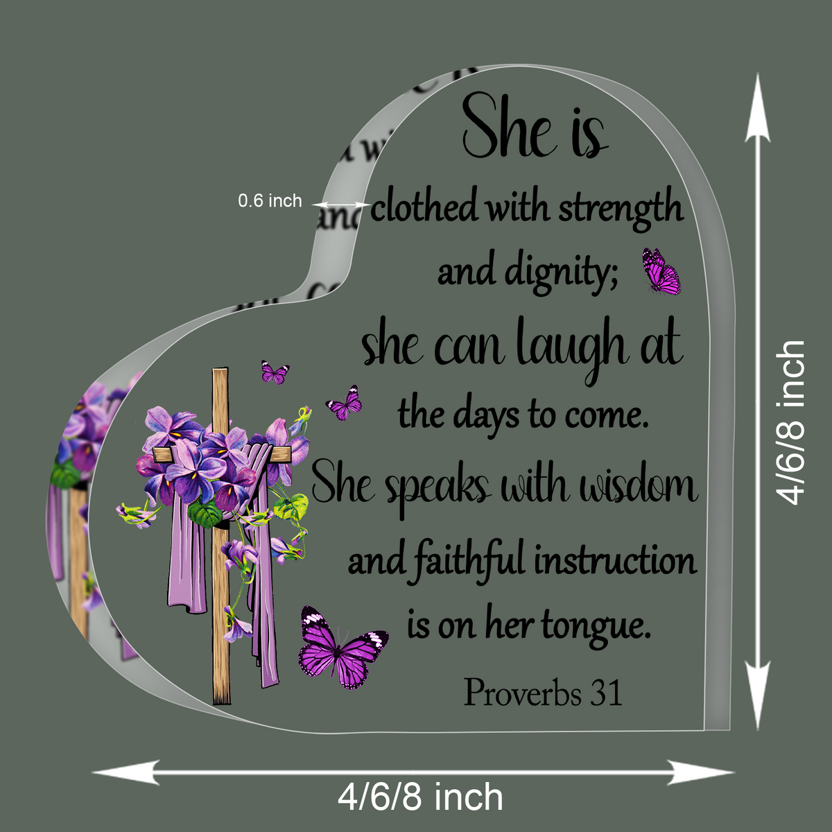 Purple Floral Cross She Is Acrylic Plaque Christian Gifts