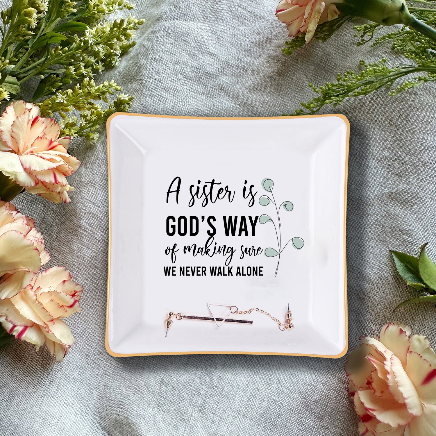 A Sister Is God's Way Christian Gift Inspirational Religious Gift Ceramic Ring Dish