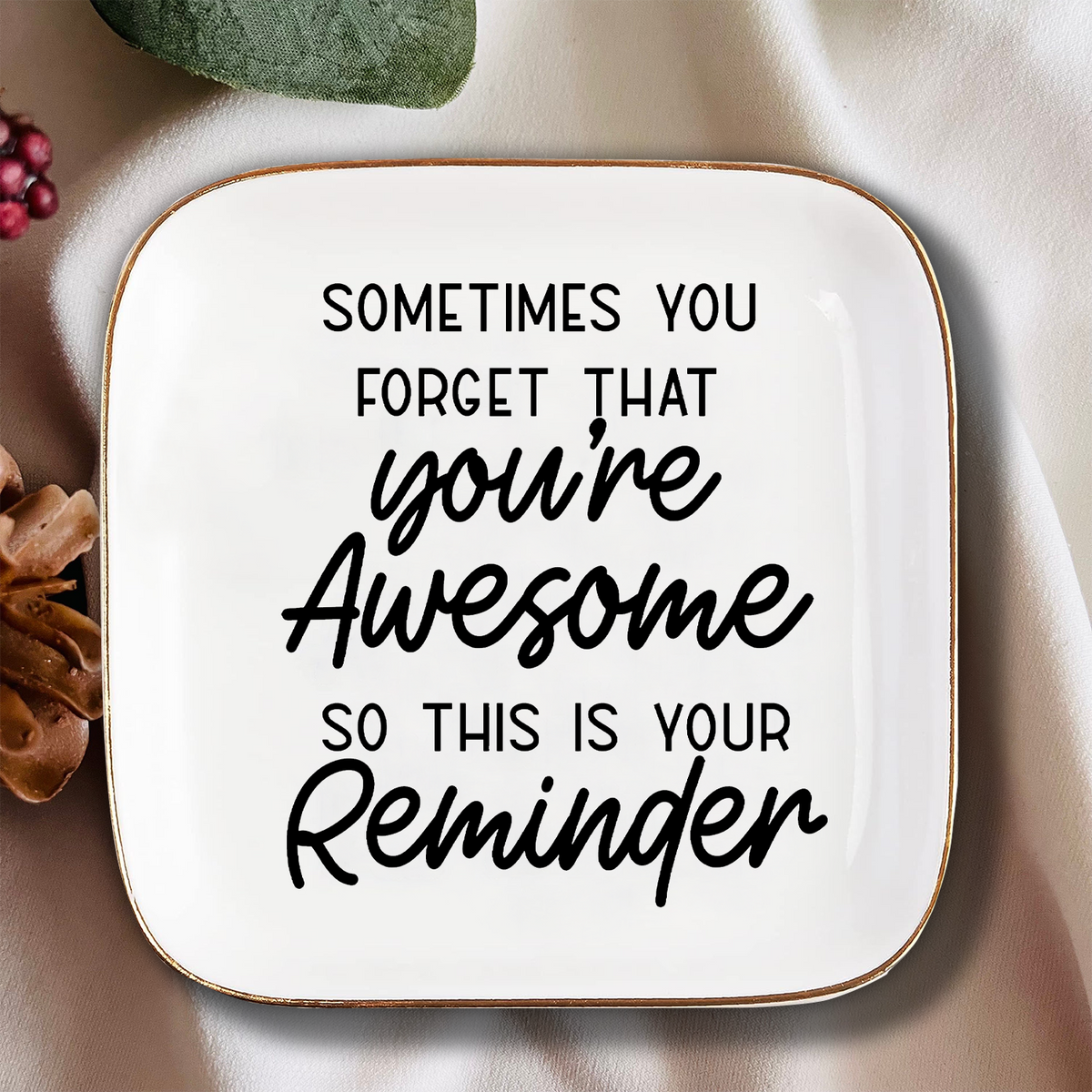 Ceramic Ring Dish You're Awesome Birthday Gifts for Women Unique, Best Friends Gifts For Women Her Mom Sister Coworker Inspirational Gifts for Women