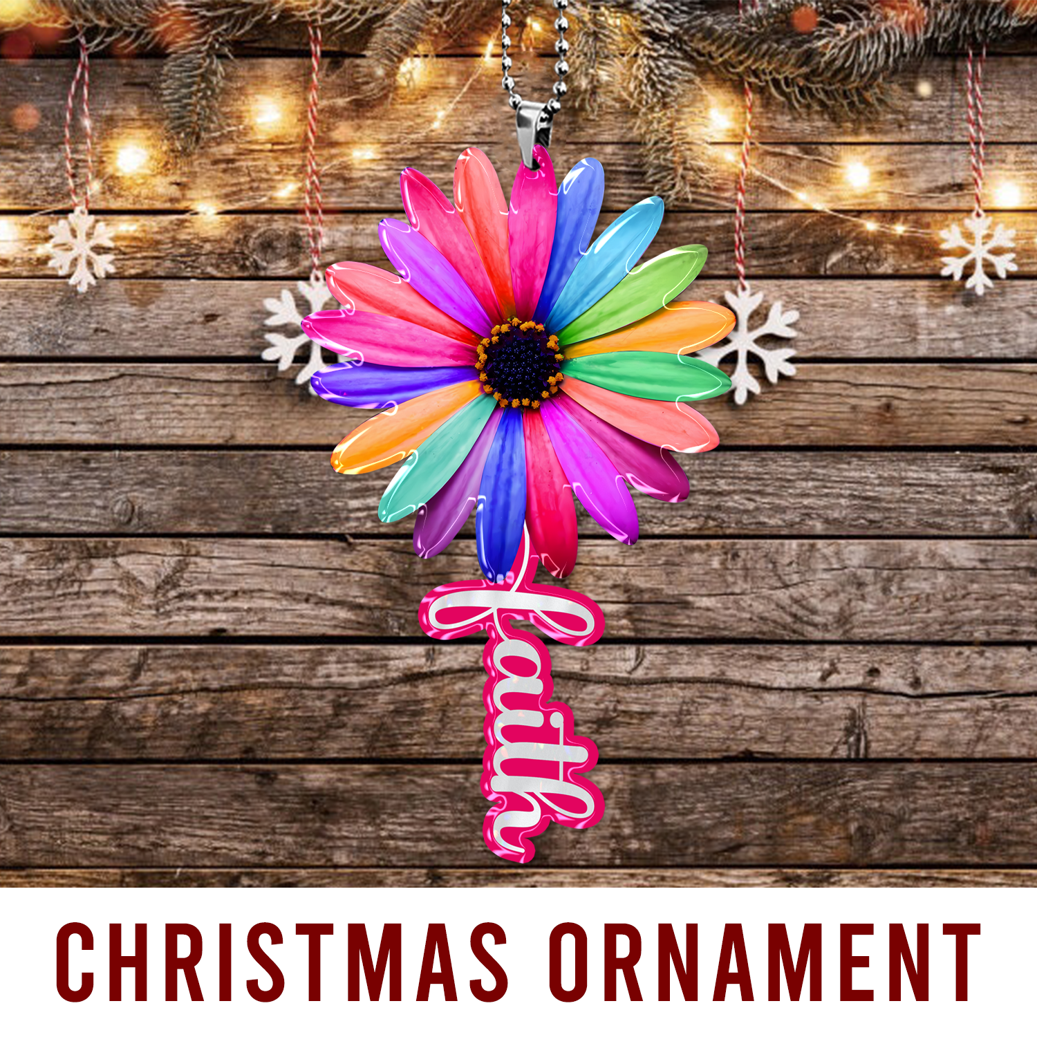 Colorful Daisy Faith Christian Gifts For Women, Birthday Gifts For Women, Ornament Gift, Christmas Ornament Car Hanging