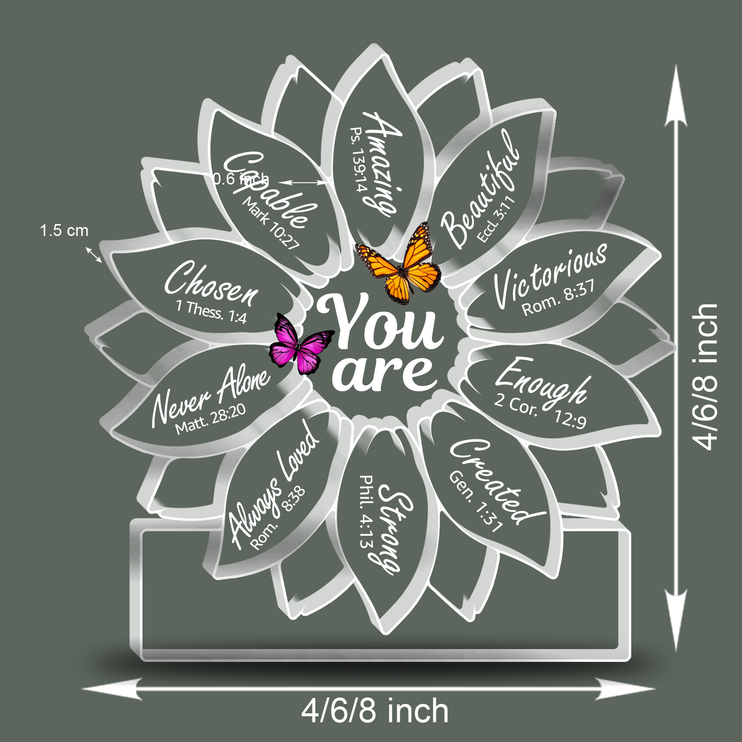 Sunflower Silhouette Butterfly You Are Bible Verse Gift Acrylic Plaques