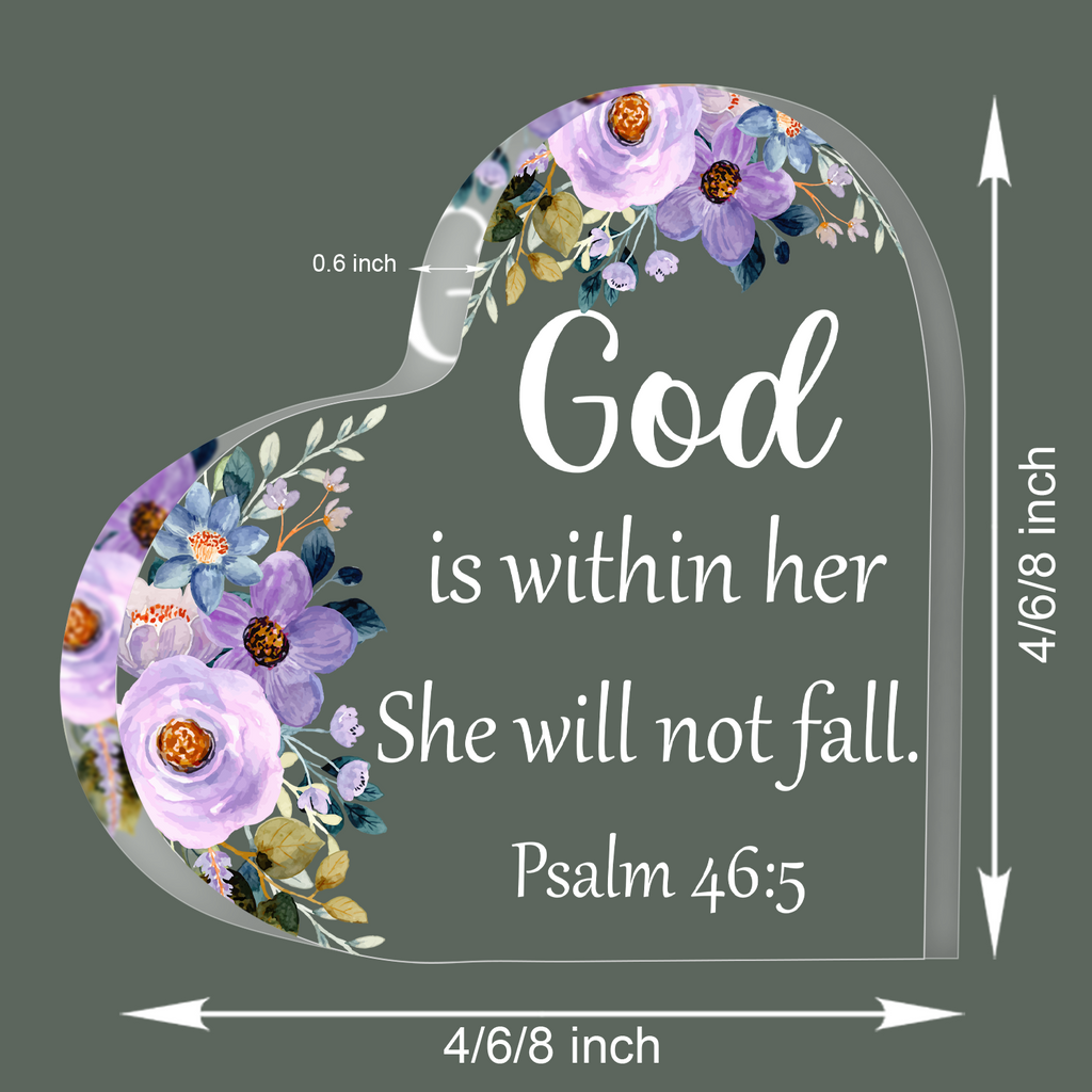 Floral God Is Within Her Bible Verse Acrylic Hearts Plaques