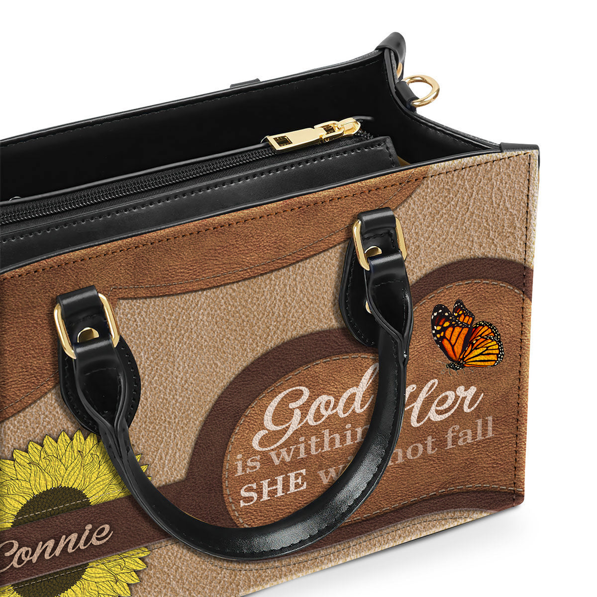God Is Within Her She Is Not Fall Christian Gift Inspirational Religious Gift Personalized Leather Handbag