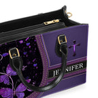 Faith Hope Love Purple Bag Personalized Leather Handbag Bags, Gifts for Women