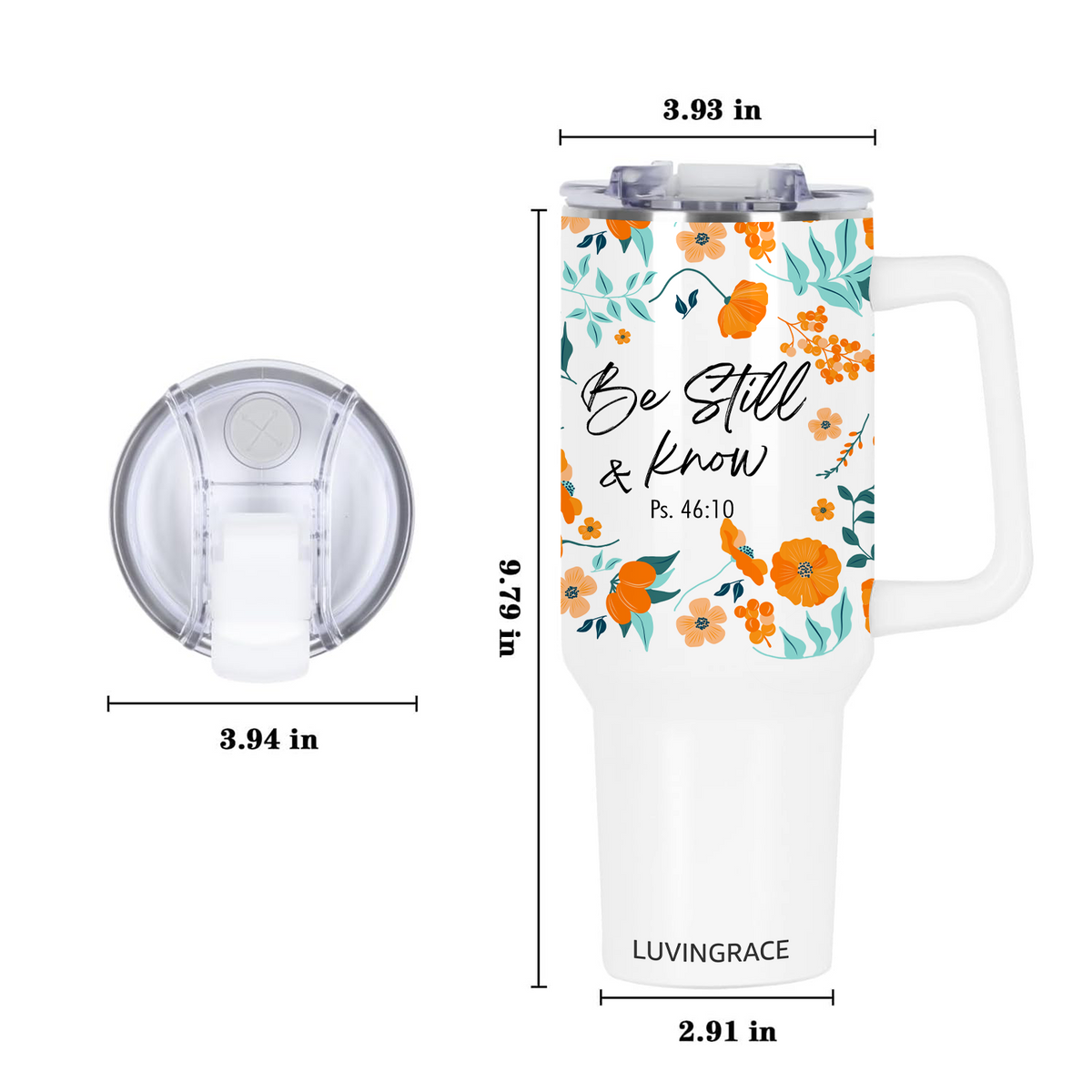 Floral Be Still Bible Verse Inspirational Gifts for Women Friends 40Oz Tumbler