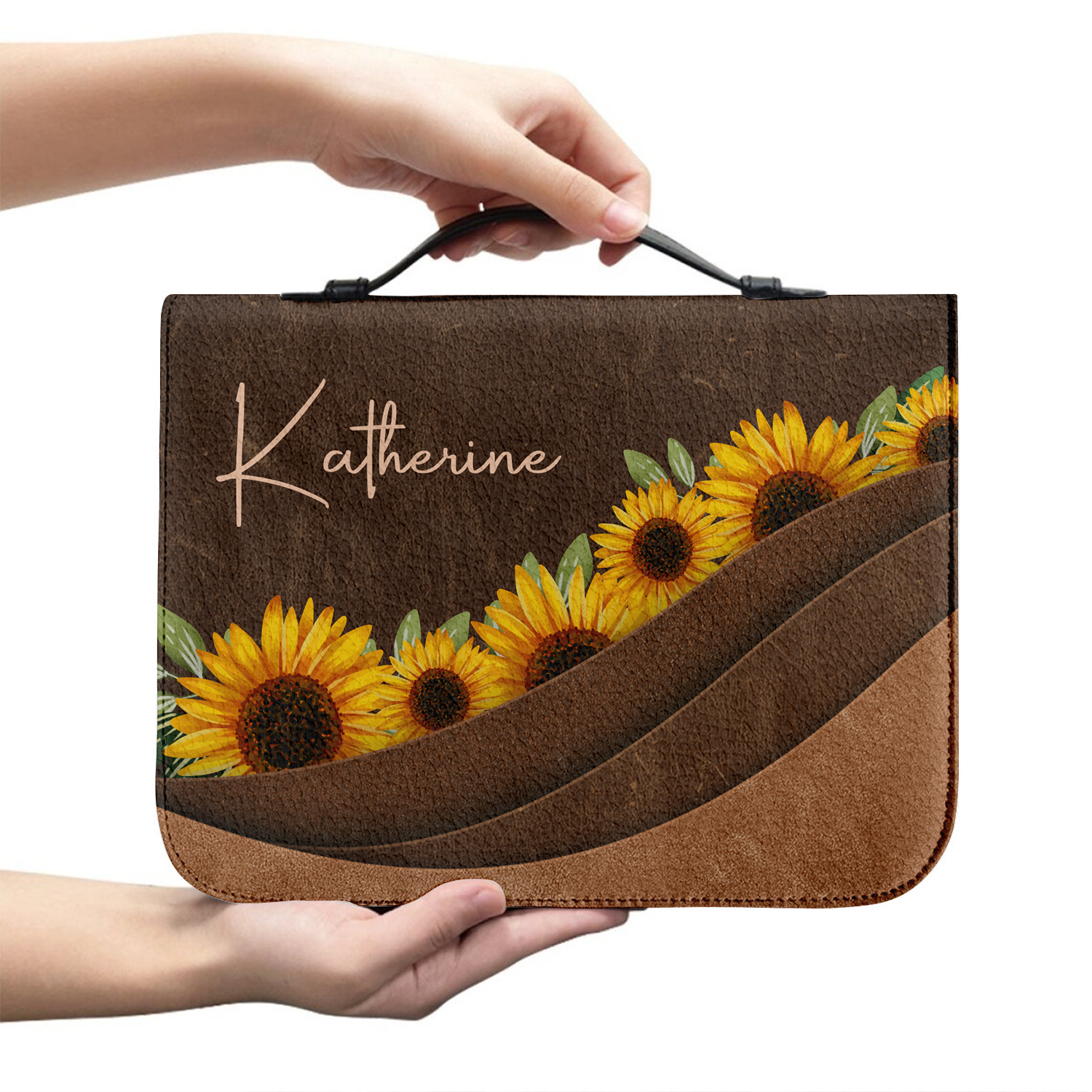 Sunflower I Can Do All Things Through Christ Christian Personalized Bible Cover