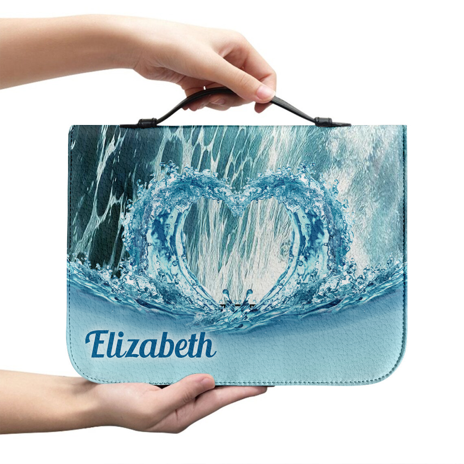 Blue Wave Heart Christ Walk On Water Christian Personalized Bible Cover