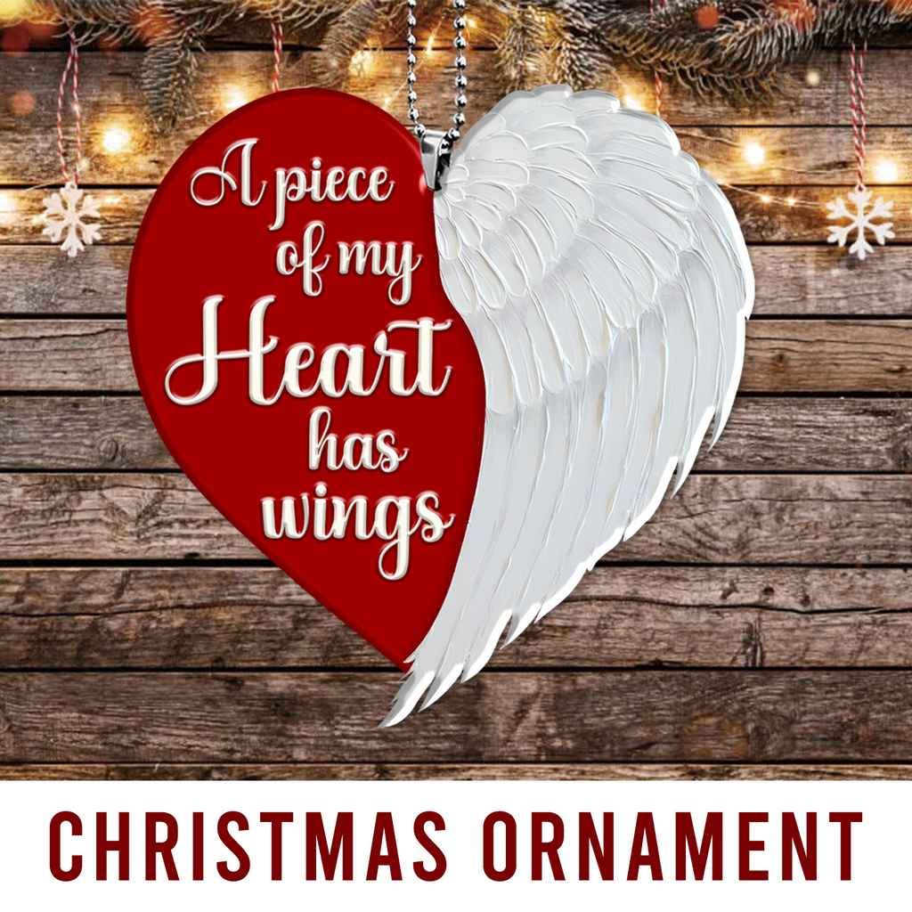 Memorial Ornament Piece Of Heart Wings Car Hanging, Christmas Ornament Gift