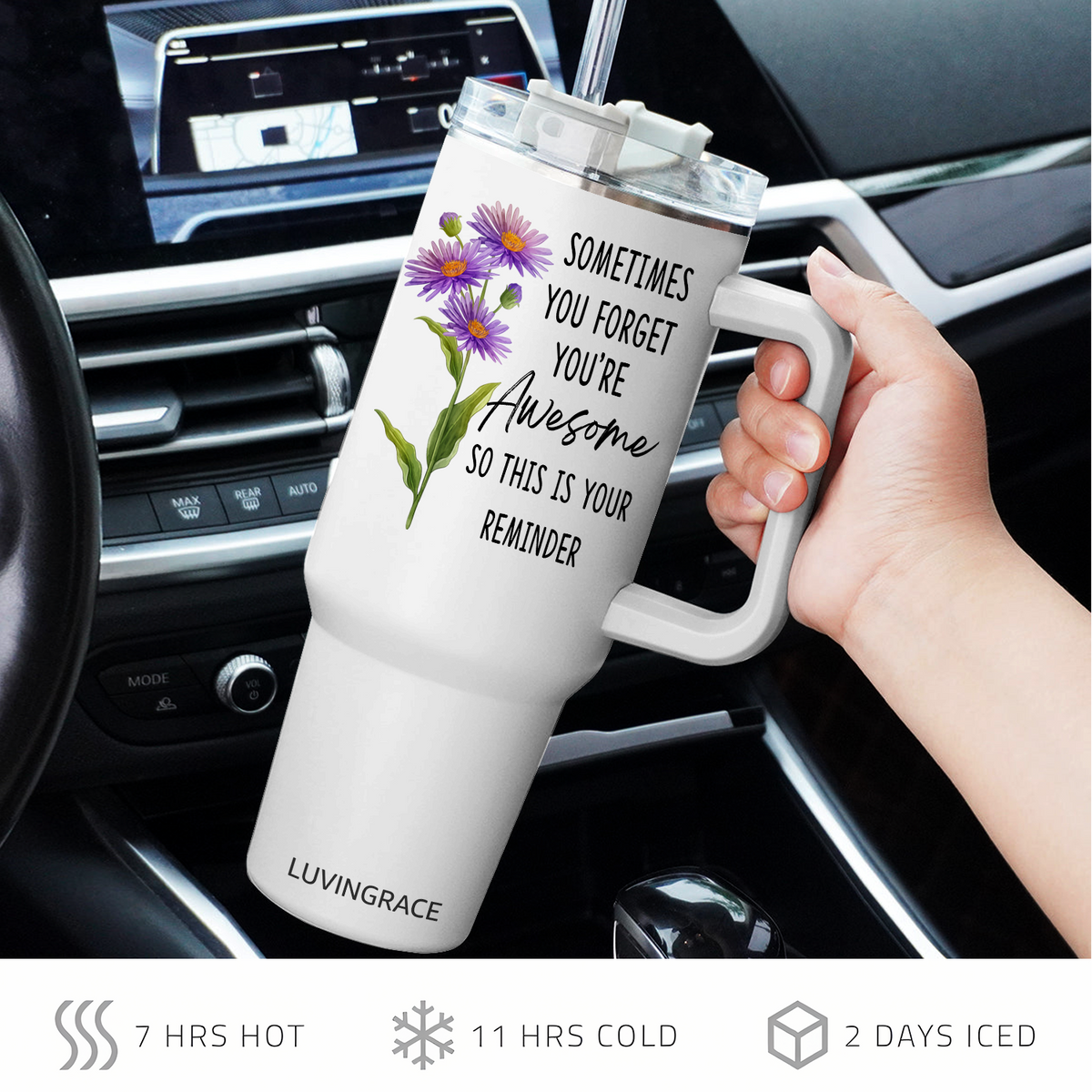 Floral You're Awesome Inspirational Gifts for Women Friends 40Oz Tumbler