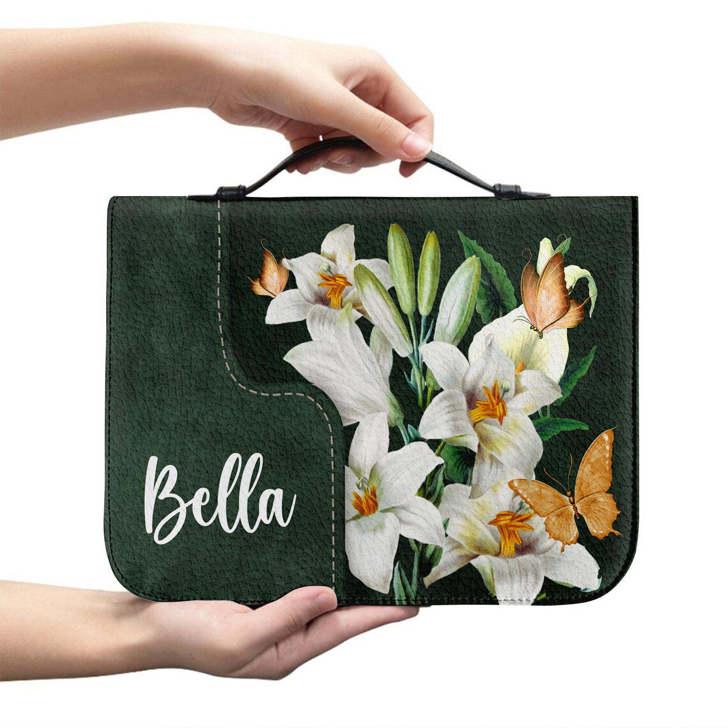 Lily Flower Butterfly Be Still Christian Personalized Bible Cover