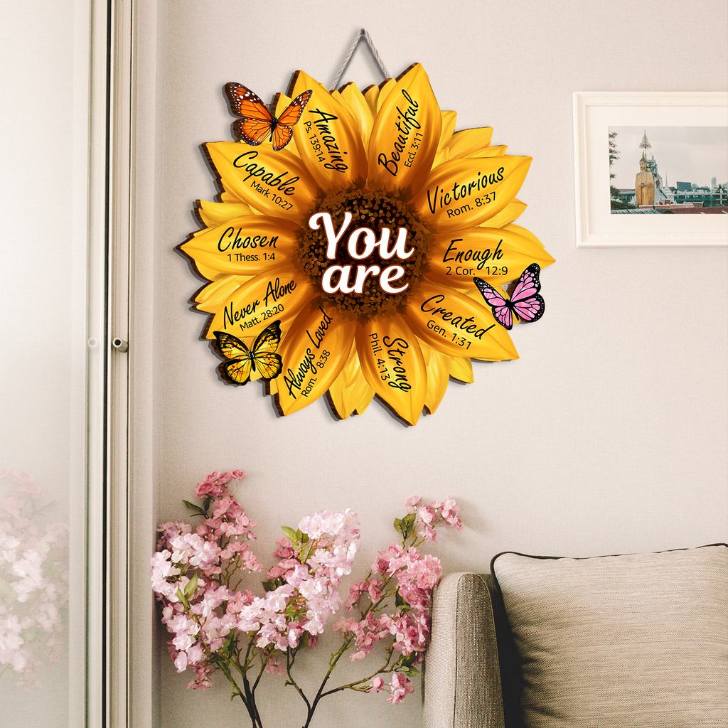 Sunflower You Are Christian Gifts For Women Inspirational Gift Birthday Gifts Wall Decor Shaped Wood Sign