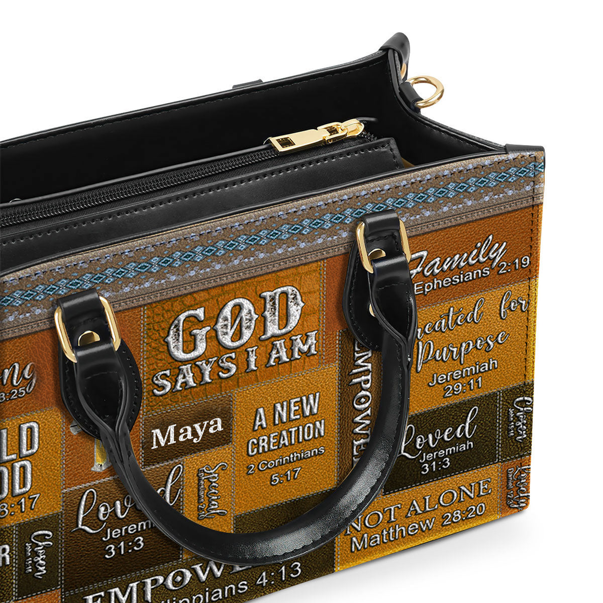 God Says I Am Brown Personalized Leather Handbag Bags, Gifts for Women