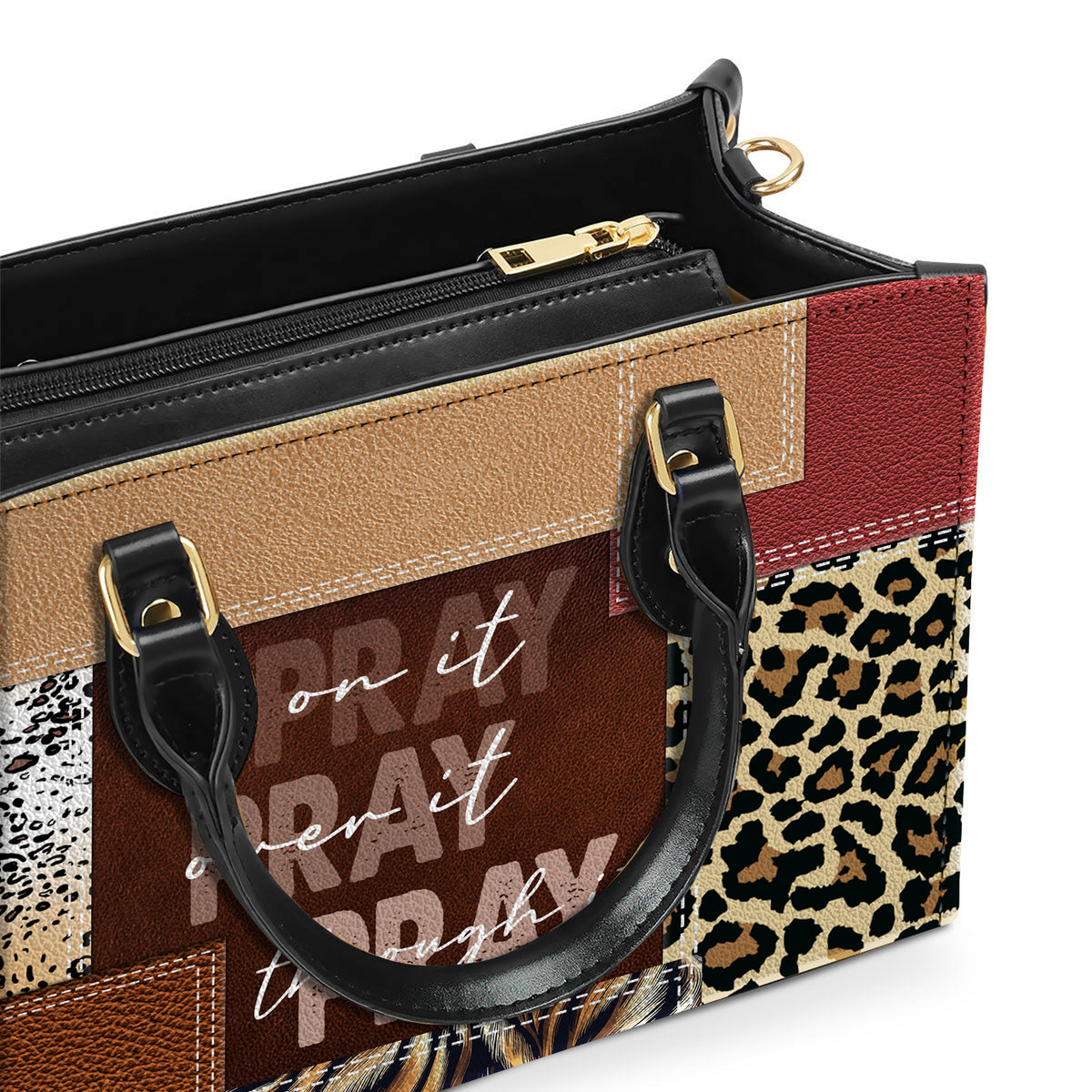 Pray On It Pray Over It Pray Through It, Faithful Gift Leather Handbag