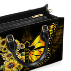 Yellow Butterfly Sunflowers You Are Leather Handbag With Handle Christian Gift Religious Gift For Women