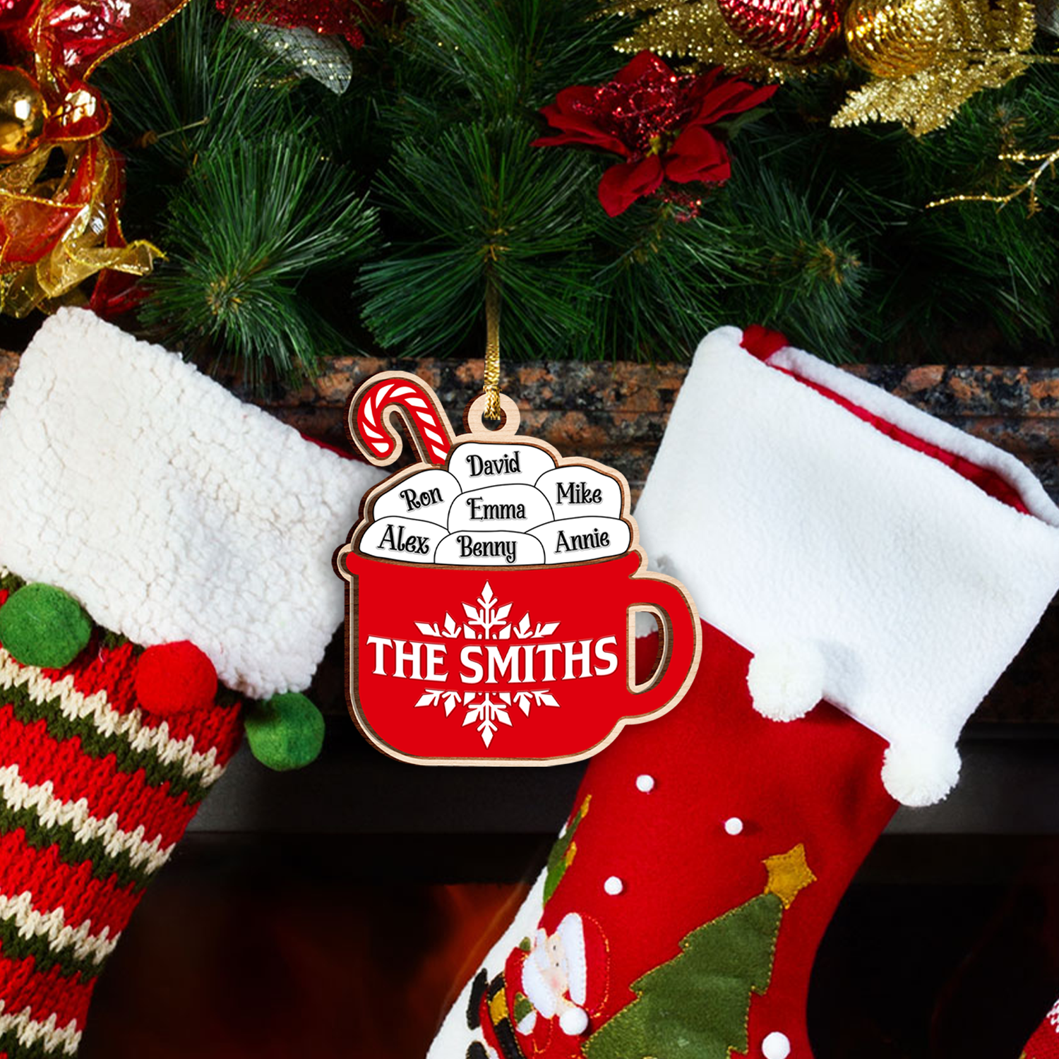 Christmas Ornament Hot Cocoa Two Layers Wood Ornament