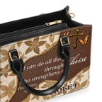 I can do all things Personalized Zippered Leather Handbag With Handle Christian Gift Religious Gift For Women