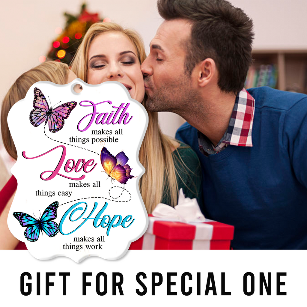 Butterfly Faith Hope Love Christian Gifts For Women, Birthday Gifts For Women, Ornament Gift, Christmas Ornament Car Hanging