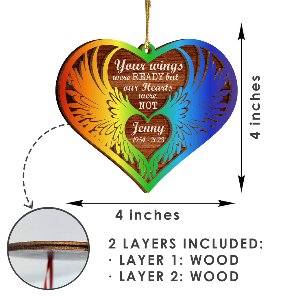 Angel Wings Memorial Custom Two Layers Wood Ornament Christmas Ornament Car Hanging Ornament