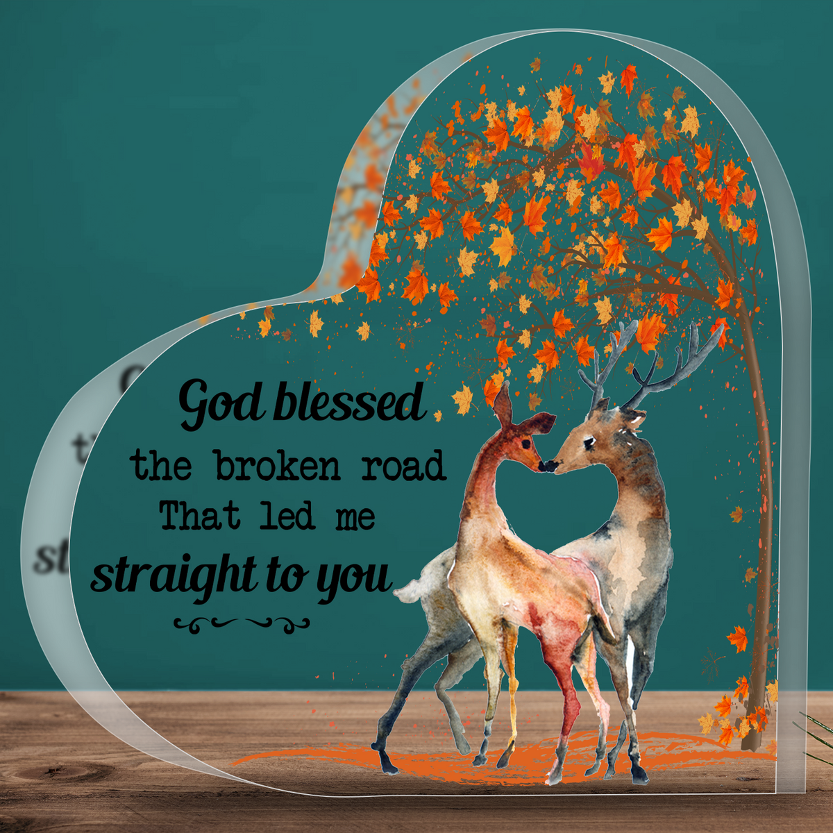 Deer Couple God Blessed Acrylic Plaque Custom Name Gift