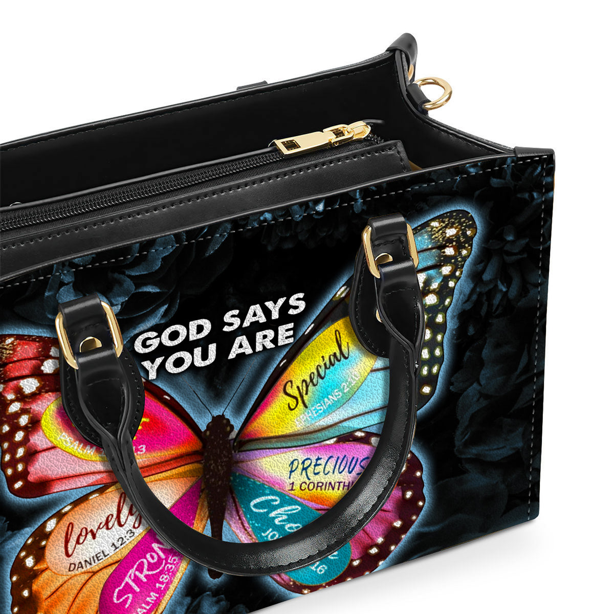 Butterfly God Say You Are Personalized Leather Handbag Christian Gifts Bible Verses Religious Gifts