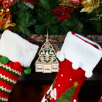 Green Wood Christmas Pine Gift Family Custom Ornament 2 Wooden Layers Christmas Hanging Gift