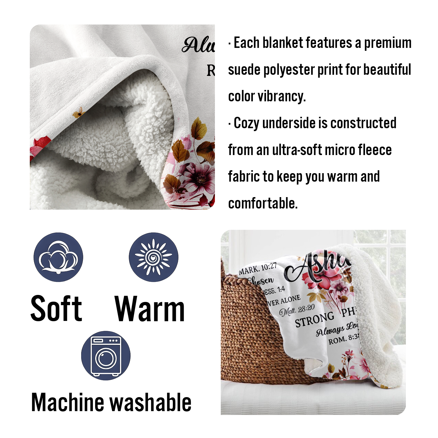Christian Gifts Blanket Custom Name - Religious Throw Fleece Blanket
