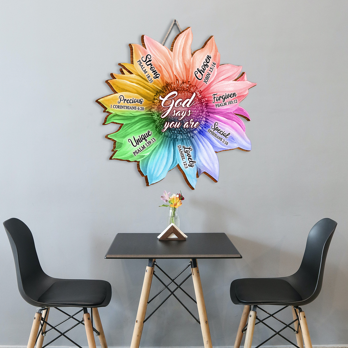 Rainbow Sunflower God Says You Are Inspirational Gift Birthday Gifts Wall Decor Shaped Wood Sign