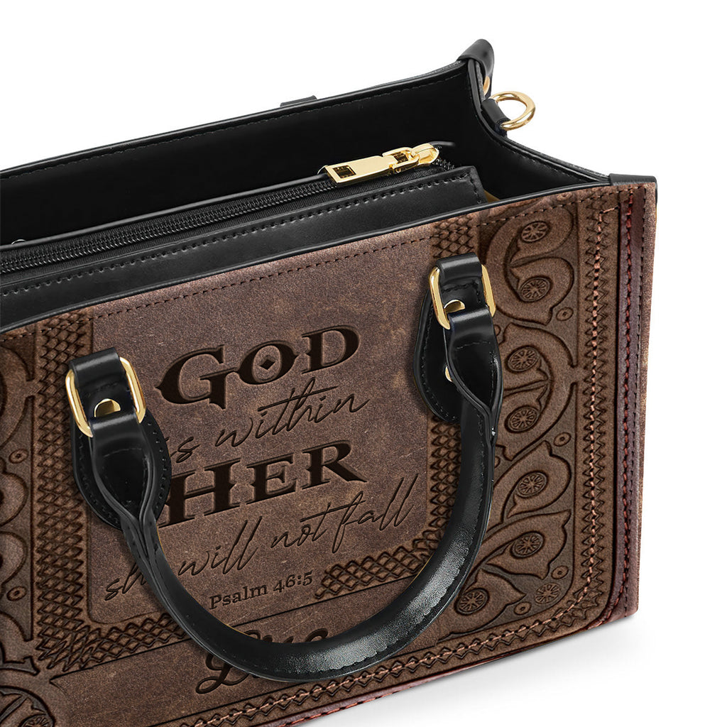 She Will Not Fall Personalized Leather Handbag