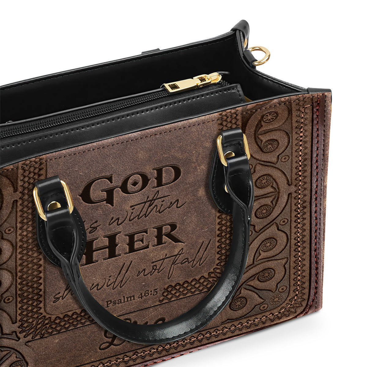She Will Not Fall Personalized Leather Handbag