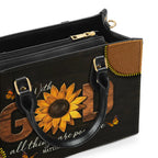 Sunflower All Things Are Possible Zippered Leather Handbag With Handle Christian Gift Religious Gift For Women