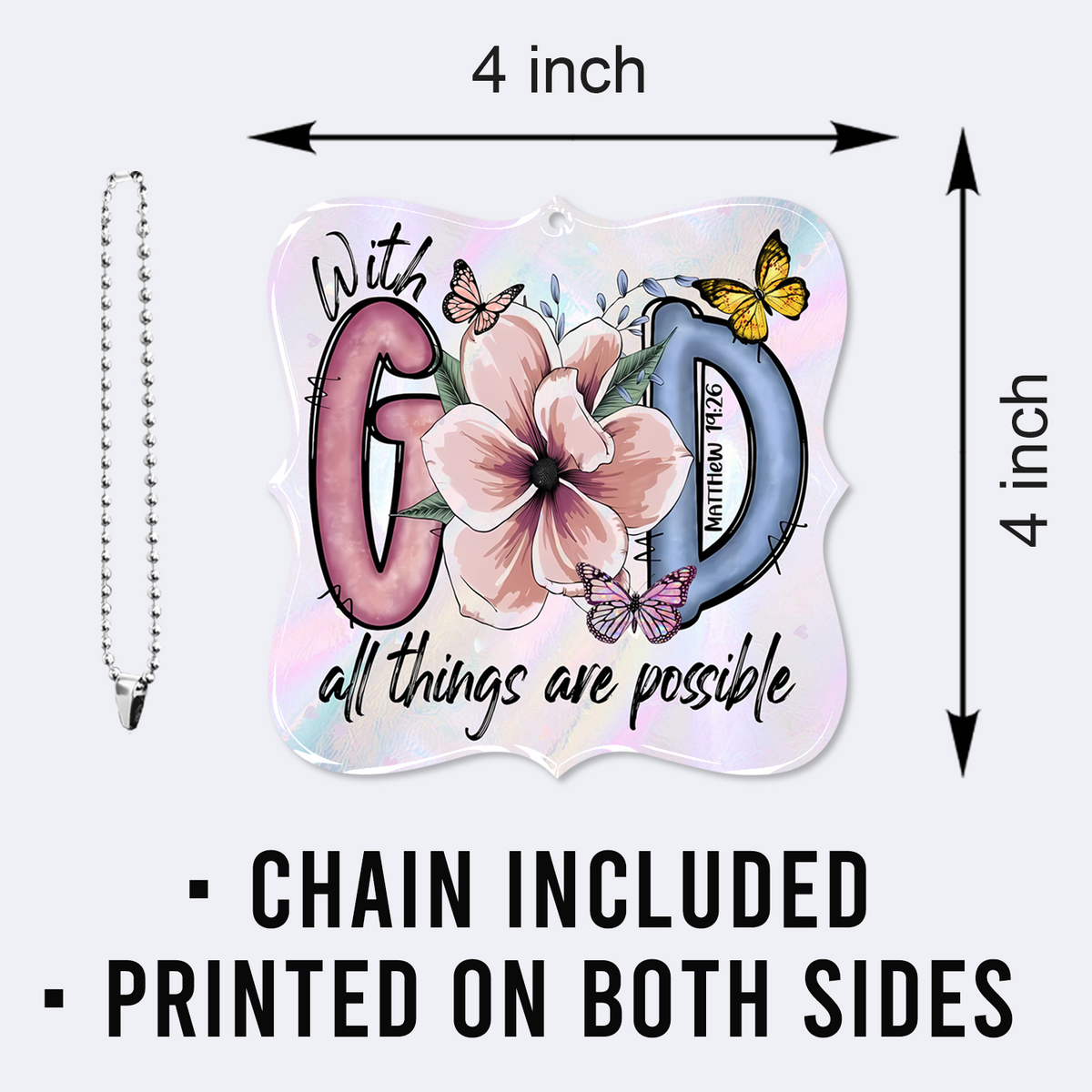 Flower Butterfly With God Christian Gifts For Women, Birthday Gifts For Women, Ornament Gift Bible Verse You Are Christmas Ornament Car Hanging