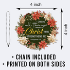 Christmas Floral I Can Do All Things Christian Gifts For Women, Birthday Gifts For Women, Ornament Gift Bible Verse Christmas Ornament Car Hanging