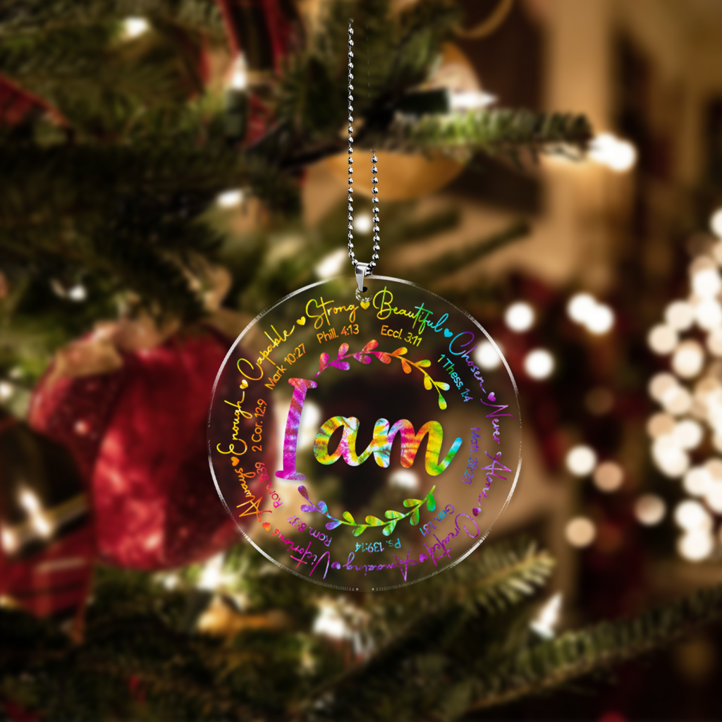 Colorful Peace Hippie I Am Transparent Ornament