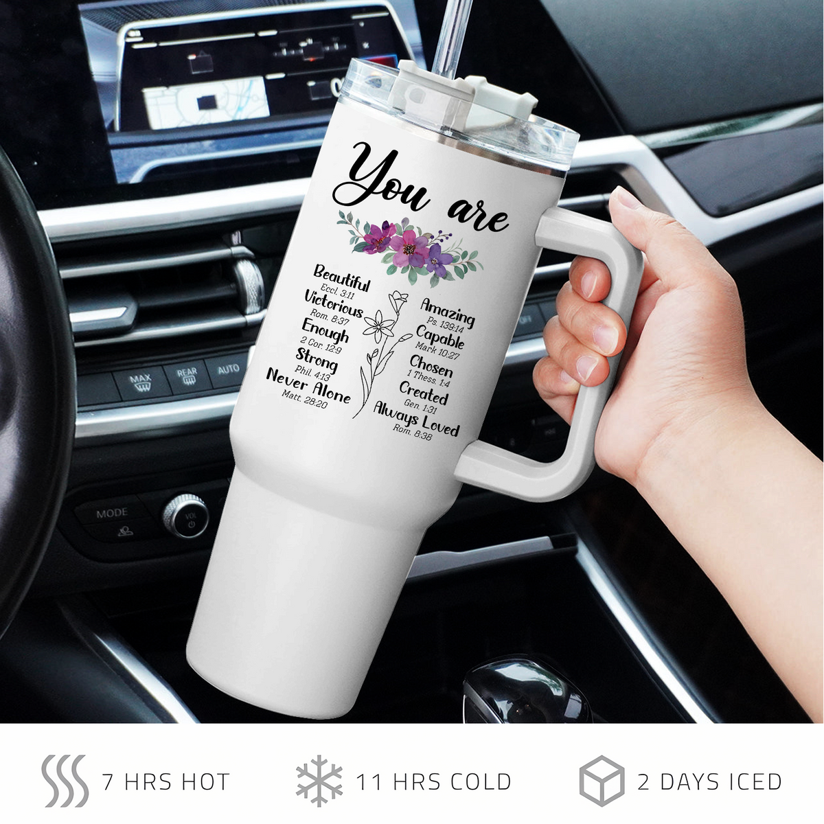 Floral You Are Bible Verse Inspirational Gifts for Women Friends 40Oz Tumbler