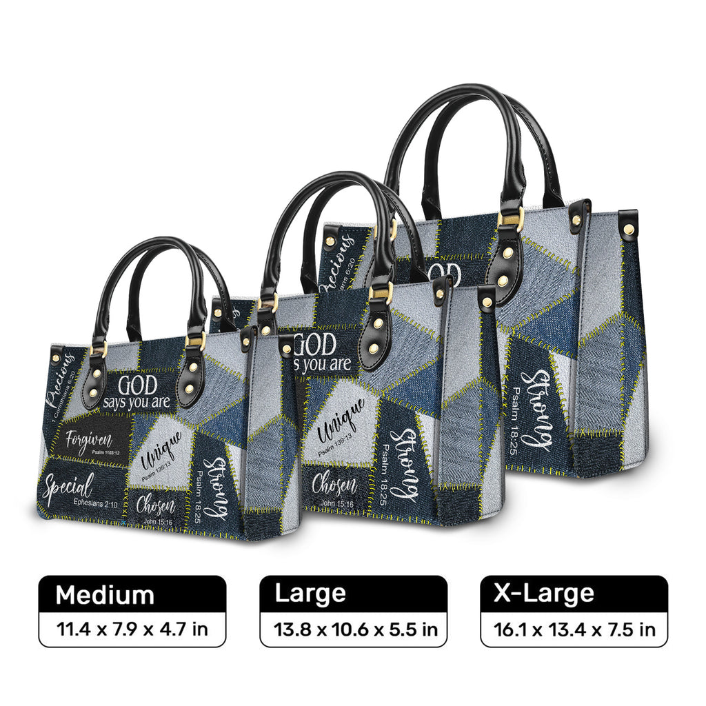 God Says You Are Everlasting Faith Leather Handbag