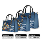 Daisy Garden She Will Not Fall Personalized Zippered Leather Handbag With Handle Christian Gift Religious Gift For Women