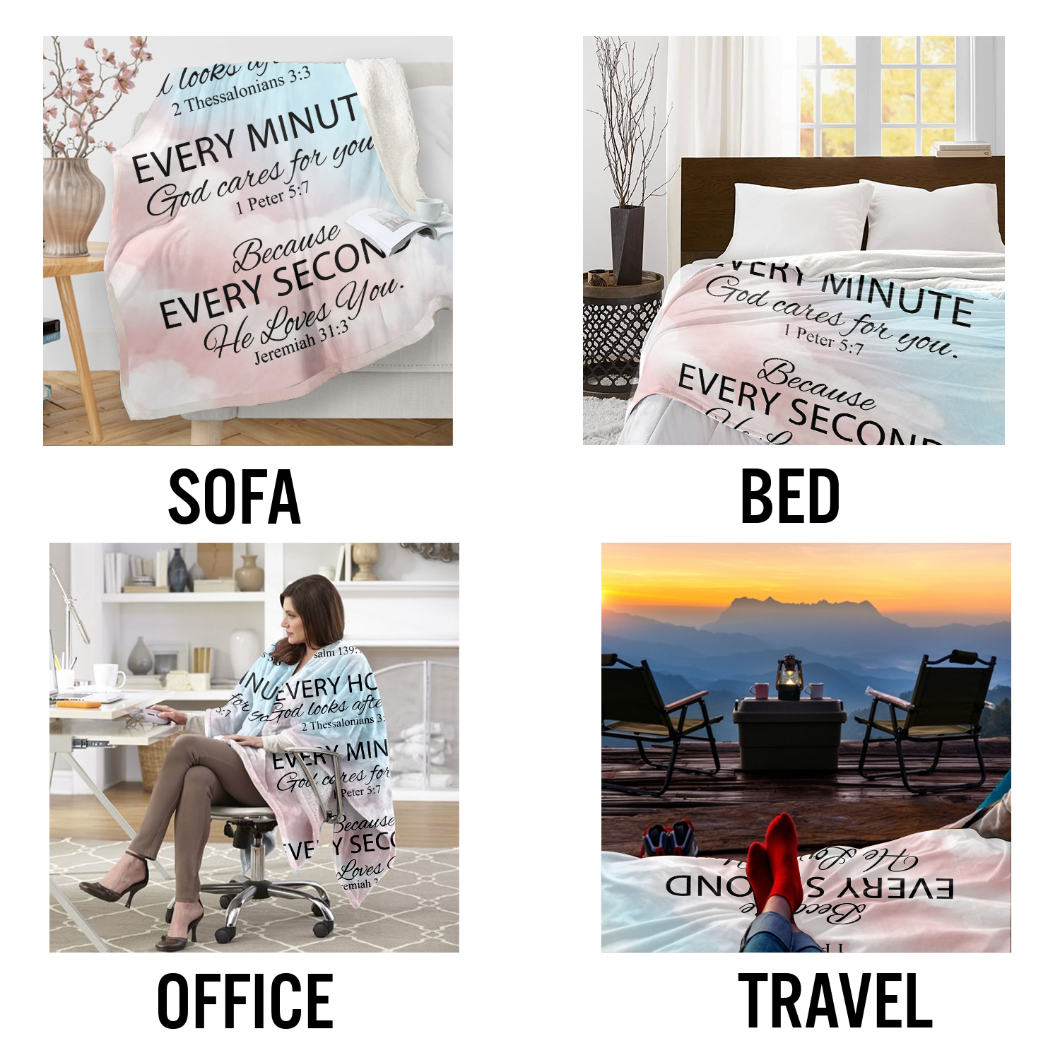 Bible Verse Blanket with Inspirational Thoughts and Prayers- Religious Throw Fleece Blanket
