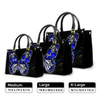 Purple Butterfly All Things Are Possible Zippered Leather Handbag With Handle Christian Gift Religious Gift For Women