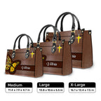 Sunflower Butterfly Personalized Leather Handbag With Handle Religious Gifts For Christian Women