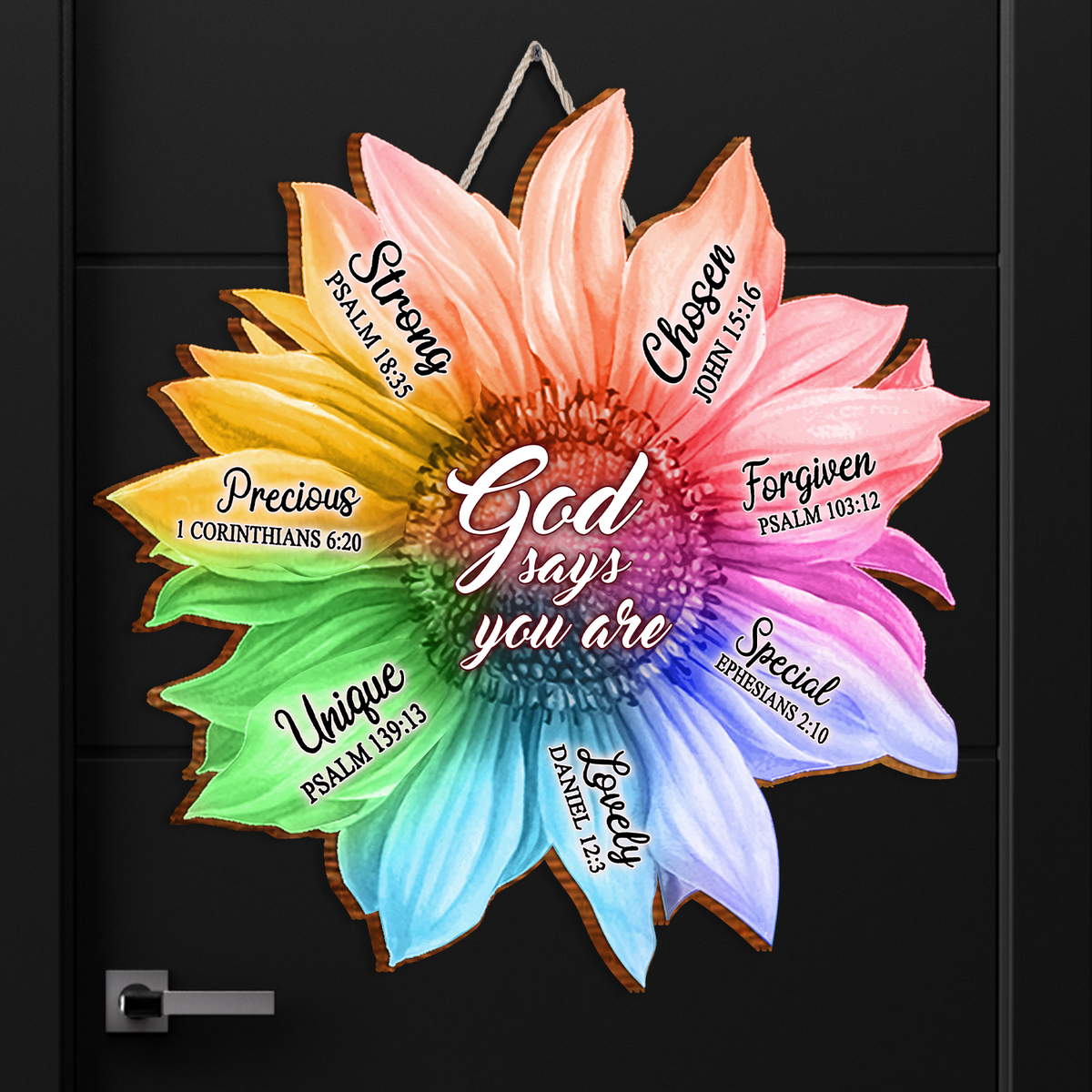 Rainbow Sunflower God Says You Are Inspirational Gift Birthday Gifts Wall Decor Shaped Wood Sign