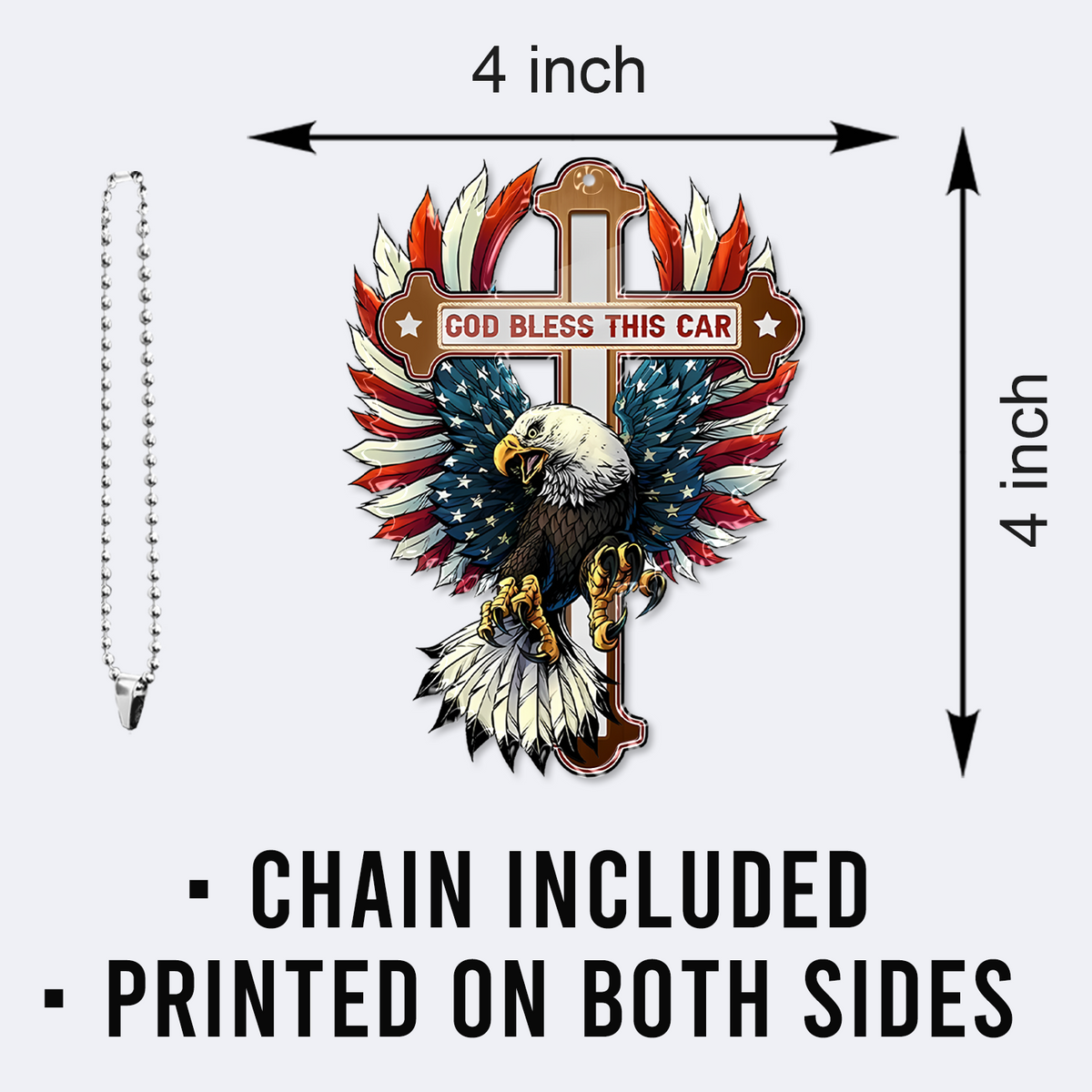 Bless This Car Ornament, Pendant for Rear View Mirror Car, Cross & Eagle Hanging Charm Home Décor Car Accessories
