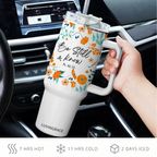 Floral Be Still Bible Verse Inspirational Gifts for Women Friends 40Oz Tumbler
