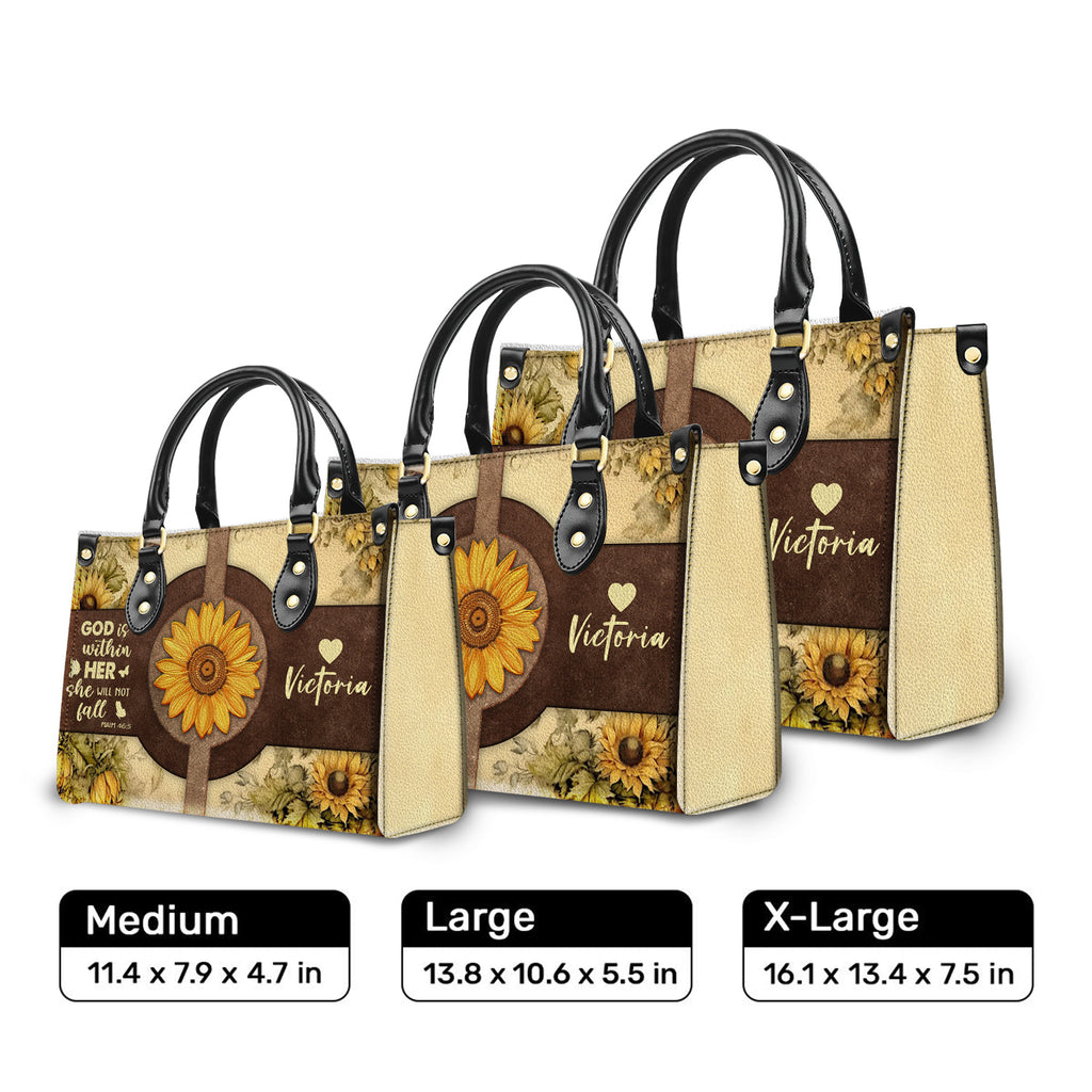 She will not fall Sunflower Style Personalized Leather Handbag