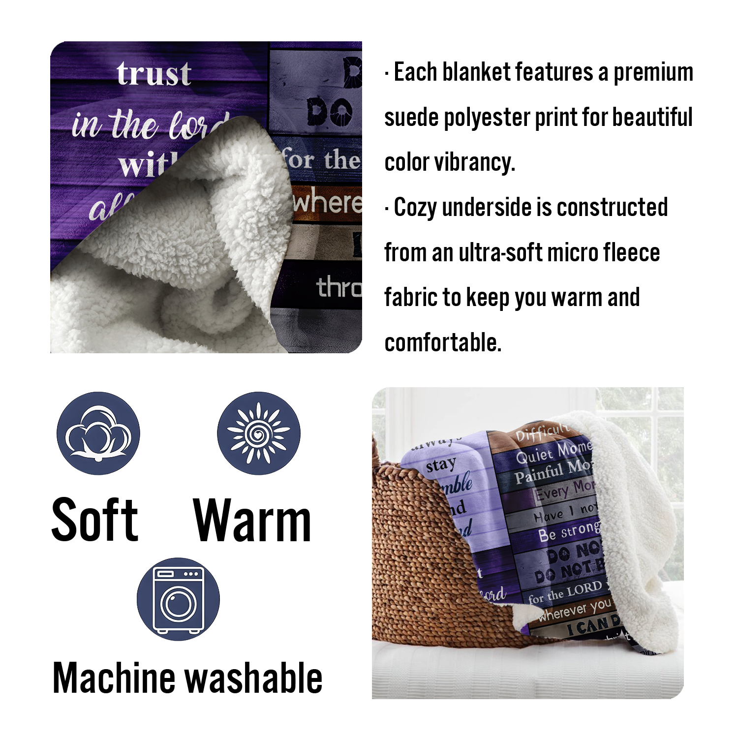 Christian Gifts for Women Faith Blanket - Religious Throw Fleece Blanket