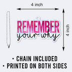 Pink Remember Your Why Christian Gifts For Women, Birthday Gifts For Women, Ornament Gift, Christmas Ornament Car Hanging