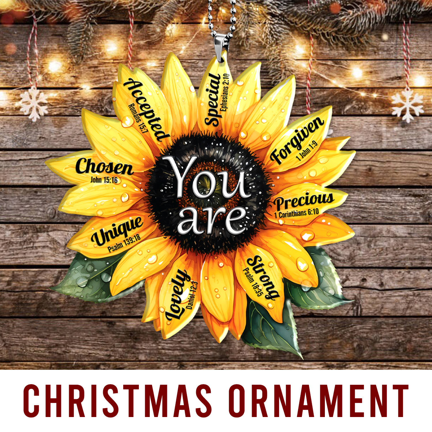 Sunflower You Are Christian Ornament Gift Bible Verse Christmas Ornament Car Hanging