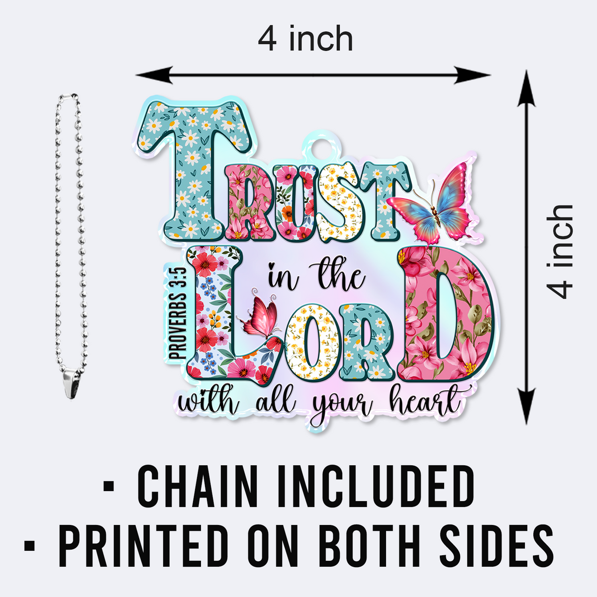 Flowers Trust In The Lord Christian Gifts For Women, Birthday Gifts For Women, Ornament Gift Bible Verse Christmas Ornament Car Hanging