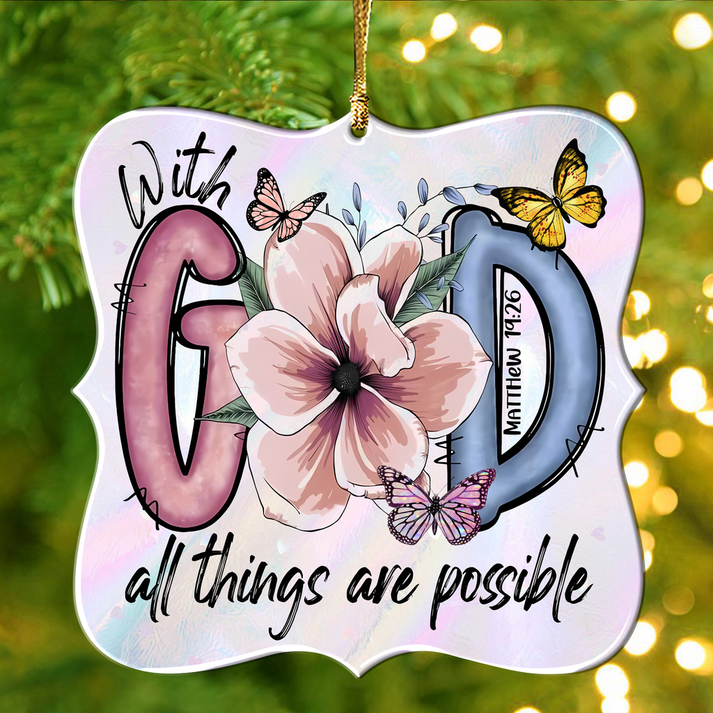 Flower Butterfly With God Christian Gifts For Women, Birthday Gifts For Women, Ornament Gift Bible Verse You Are Christmas Ornament Car Hanging